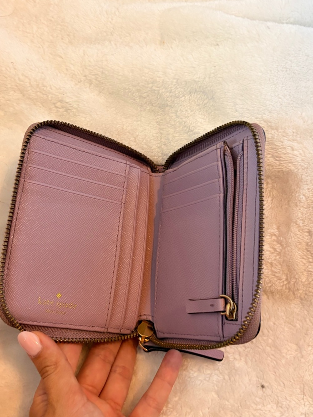 kate spade Light Mauve Zip Around Saffiano Wallet with Gold Hardware - Picture 3 of 5